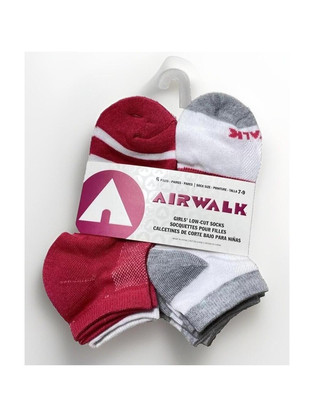 Airwalk Low-Cut Girls Socks - 6 Pairs- Size 7-9